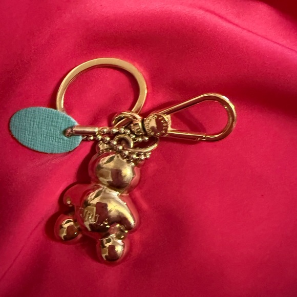 Furla Blue Bear Charm Keychain with Gold Details - Picture 4 of 4